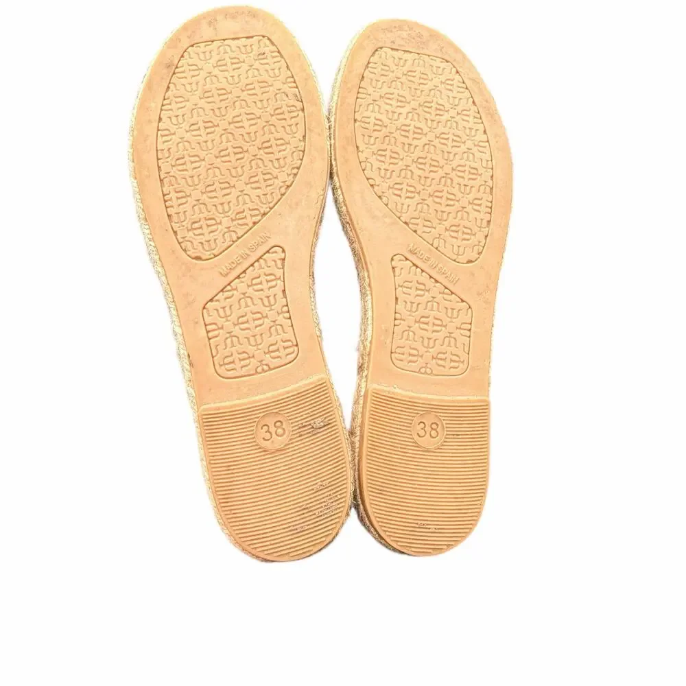 Maypol Studded Leather Espadrille Sandals Black Gold EU 38 US 7.5